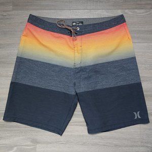 Excellent Used Condition Men's HURLEY Board Shorts Grey Stripe SIZE 34